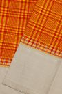 Kancheepuram Silk Multi Coloured Checks Mustard Yellow Saree