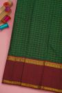 Kancheepuram Silk Bottle Green Zari Checks Saree With Ganga Jamuna Kuttu Border