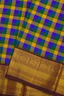 Kancheepuram Silk Multi-Colour Checked Saree With Kuttu Border