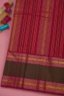 Kancheepuram Silk Maroon Saree With Zari Checks Traditional Gap Border