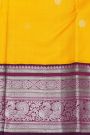 Kancheepuram Silk Yellow Saree With Dollar Buttis Body And Contrast Ganga Jamuna Border
