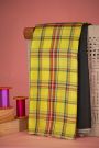 Kancheepuram Silk Black Saree With Multi-Colour Checks Half And Half Borderless