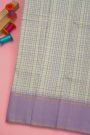 Kancheepuram Silk Mint Green Saree With Multi Checks Kuttu Plain Border