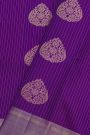 Kancheepuram Silk Violet Saree Floral Buttis And Zari Lines