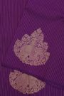Kancheepuram Silk Violet Saree With Elephants And Lines In Zari Body