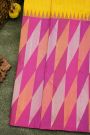 Kancheepuram Silk Yellow Saree With Zari Lines Body Half And Half Design