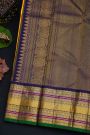 Kancheepuram Silk Yellow Saree With Gold Buttas And Peacock And Elephant Motif Kaddi Zari Border