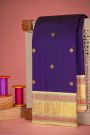 Kancheepuram Silk Violet Saree With Rudraksha Buttis Traditional Border