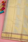 Kancheepuram Silk Violet Saree With Rudraksha Buttis Traditional Border