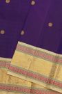 Kancheepuram Silk Violet Saree With Rudraksha Buttis Traditional Border