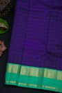 Kancheepuram Silk Royal Blue Saree With Checks Body And Contrast Gap Border