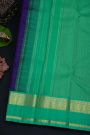 Kancheepuram Silk Royal Blue Saree With Checks Body And Contrast Gap Border