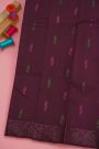 Kancheepuram Silk Wine Saree With Meenakari Buttis