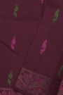 Kancheepuram Silk Wine Saree With Meenakari Buttis