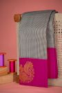 Kancheepuram Silk Dual Colour Saree With Kattam Checks Body Peacock Motifs Border