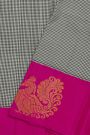 Kancheepuram Silk Dual Colour Saree With Kattam Checks Body Peacock Motifs Border