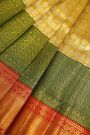 Kancheepuram Tissue Gold Saree With Majestic Floral Brocade Pallu