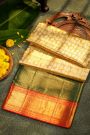 Kancheepuram Tissue Gold Saree With Majestic Floral Brocade Pallu