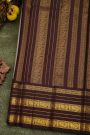 Kancheepuram Silk Light Grey Saree With Florals And Peacocks In Lines Body Traditional Border