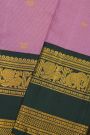 Kancheepuram Silk Lavender Saree With Gold Buttas And Peacock Motif Zari Border