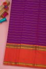 Kancheepuram Silk Dark Purple Saree WIth Gap Border Motifs