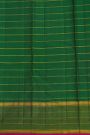 Kancheepuram Silk Bottle Green Saree With Zari Lines In Checks
