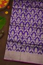 Banarasi Silk Purple Saree With Florals And Birds