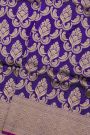 Banarasi Silk Purple Saree With Florals And Birds