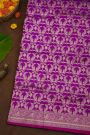 Banarasi Silk Purple Saree With Florals And Birds