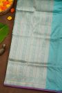 Banarasi Silk Sky Blue Saree With Florals And Birds