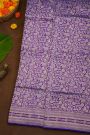 Banarasi Silk Purple Saree With Florals And Leaves Self Border