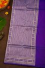 Banarasi Silk Purple Saree With Florals And Leaves Self Border