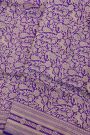 Banarasi Silk Purple Saree With Florals And Leaves Self Border