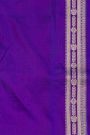 Banarasi Silk Purple Saree With Florals And Leaves Self Border