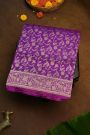 Banarasi Silk Violet Saree With All Over Floral Jaal