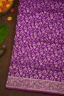Banarasi Silk Violet Saree With All Over Floral Jaal