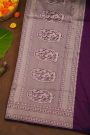 Banarasi Silk Dark Purple Saree With Diamonds In Zari Border