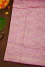 Banarasi Silk Baby Pink Saree WIth Florals And Cows Body