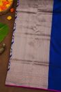 Banarasi Silk Royal Blue Saree With Florals And Birds
