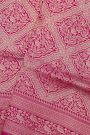 Banarasi Silk Pink Saree With Florals And Birds Border