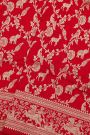 Banarasi Silk Red Saree With Animals And Women Motifs Border