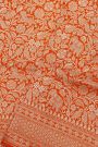 Banarasi Silk Orange Saree With Diamonds In Zari Border