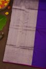 Banarasi Silk Violet Saree With Florals And Birds