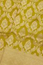 Banarasi Silk Mehendi Green Saree With Florals And Birds