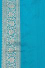 Banarasi Silk Sky Blue Saree With Florals And Leaves Jaal Border