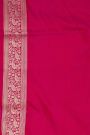 Banarasi Silk Rani Pink Saree With Florals And Birds Border