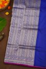 Banarasi Silk Royal Blue Saree With Florals And Peacocks Border