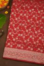 Banarasi Silk Maroon Saree With Florals And Leaves Jaal Body
