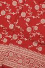Banarasi Silk Maroon Saree With Florals And Leaves Jaal Body