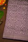 Banarasi Silk Purple Saree With Diamonds In Zari Border